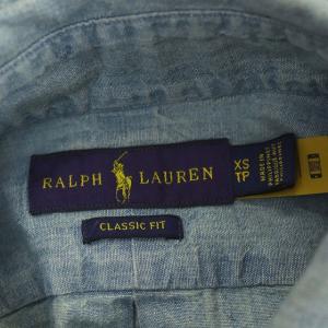 RALPH LAUREN シャツ 長袖 ボタンダウン ポニー 刺繍 XS ブルー