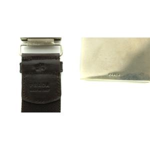 PRADA ベルト ローラーバックル シンプル キャンバス 80/32 ブラウン