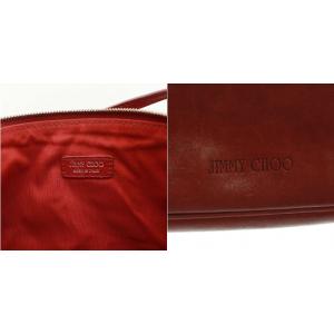 JIMMY CHOO ミニバッグ ポシェット ポーチ スタッズ レザー レッド EC