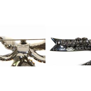 JIMMY CHOO ブローチ ピンブローチ リボン 大きめ ビジュー シルバー