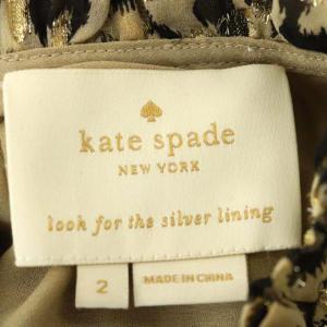 kate spade new york ワンピース シルク レオパード柄 ひざ丈 2 ベージュ ブラック