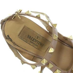 VALENTINO パンプス スタッズ ストラップ ポインテッドトゥ エナメル 35.5 22.5cm ブラック ピンク