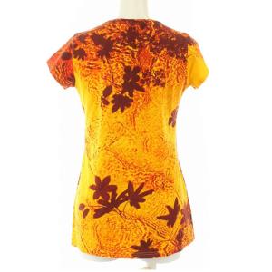 CELINE Tシャツ カットソー 総柄 半袖 Ｍ オレンジ レッド