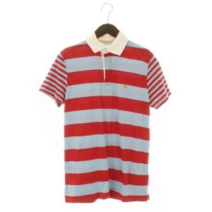 Maison Kitsuné ポロシャツ ボーダー リネン混 半袖 XS レッド