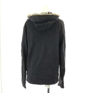 BURBERRY BLACK LABEL ファーパーカー 長袖 チェック ジップアップ 毛皮 ラビット M グレー ピンク