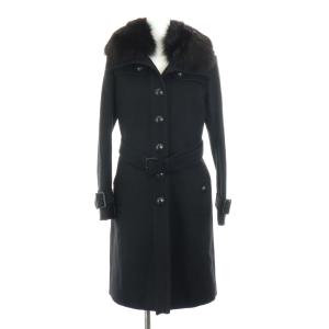 ロングコート ファーコート カシミヤ混 38 黒