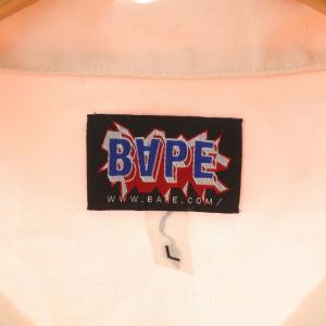 A BATHING APE シャツ 猿カモ 比翼ボタン L パステルピンク