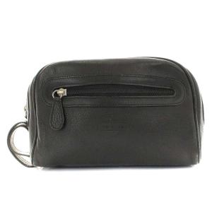 セカンドバッグ クラッチバッグ レザー ロゴ ブラック