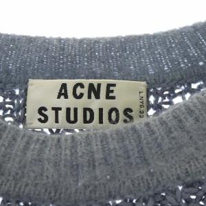 Acne Studios ニット セーター 長袖 畦編み クルーネック 切替 S グレー