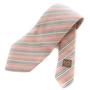 ネクタイ レギュラータイ ストライプ シルク混 ピンク アイボリー ライトブルー