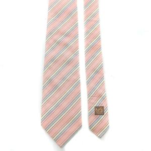 HERMES ネクタイ レギュラータイ ストライプ シルク混 ピンク アイボリー ライトブルー