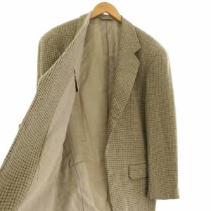 Christian Dior Monsieur ヴィンテージ フォーマル テーラードジャケット シングル 2B 総裏地 総柄 ウール ノーベント L ベージュ