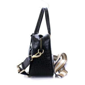 ANYA HINDMARCH ハンド ボストン ショルダーバッグ 2WAY クロコ型押し レザー タッセル  ブラック 