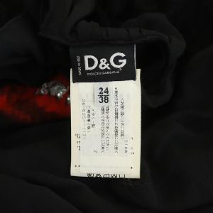 D&G カットソー 長袖 シアー キャンディスリーブ バックレース リップ ロゴ 38 M ブラック