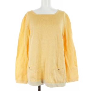 ニット チュニック コットン ポケット 長袖 M オレンジ