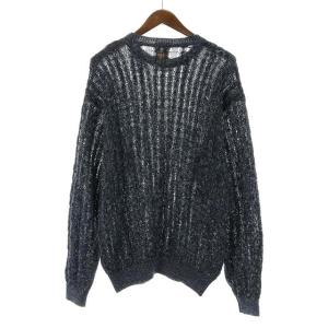 GIANNI VERSACE ニット セーター リネン シアー 長袖 50 L ネイビー