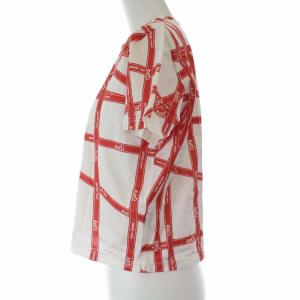 HERMES マルジェラ期 ボルデュック柄 半袖 Tシャツ カットソー リボン XS ホワイト レッド