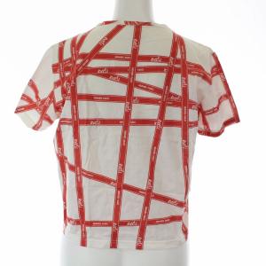 HERMES マルジェラ期 ボルデュック柄 半袖 Tシャツ カットソー リボン XS ホワイト レッド