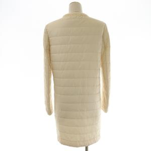 Ermanno Scervino 中綿コート キルティング ロング丈 ノーカラー ニットボタン パール装飾 ウール 38 アイボリー