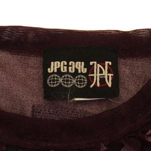 Jean Paul GAULTIER JPG カットソー ノースリーブ パワーネット フリル 総柄 ナイロン L パープル