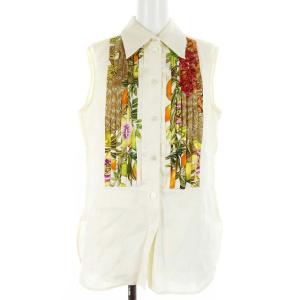 リネンシルク総柄チュニックブラウス 40 アイボリー