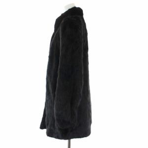 SAGA MINK 銀サガ ファーコート 毛皮 アウター ロング ミドル 裏地刺繍 11 L 黒 ブラック