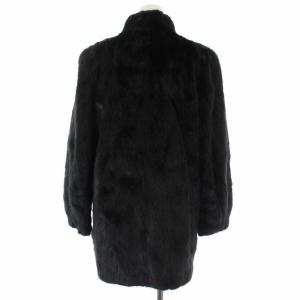 SAGA MINK 銀サガ ファーコート 毛皮 アウター ロング ミドル 裏地刺繍 11 L 黒 ブラック