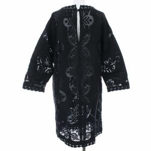 VALENTINO ワンピース ロング レース コットン シルク 46 L ブラック