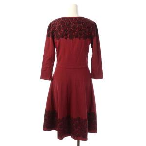 M'S GRACY 18AW フラワージャガードニットワンピース 花柄 40 赤