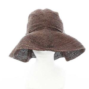 HELEN KAMINSKI 麦わら帽子 ハット リボン ラフィアハット つば広 ブラウン