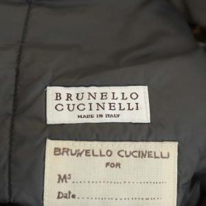 BRUNELLO CUCINELLI コート 中綿 レザースリーブ 切替 46 カーキ ブラウン