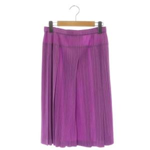 スカート ロング フレア プリーツ パープル