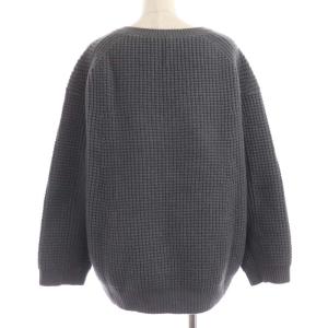 Drawer ワッフルニット カットソー 長袖 Vネック ウール カシミヤ混 M グレー