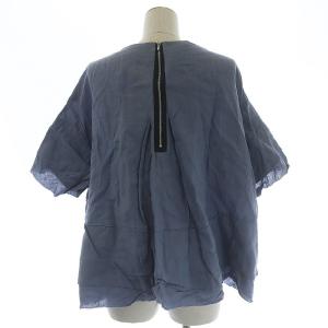 Drawer カットソー 半袖 フリル カットオフ リネン M ブルー