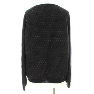 Drawer ニット カットソー カシミア Vネック ドット 長袖 2 ブラック