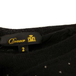 Drawer ニット カットソー カシミア Vネック ドット 長袖 2 ブラック