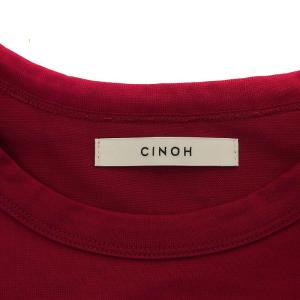 CINOH カットソー クルーネック プルオーバー 半袖 フープベルト コットン 36 ピンク
