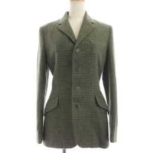 チェック テーラードジャケット パープルレーベル シングル カシミヤ アルパカ 4 グリーン