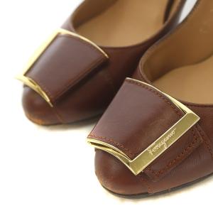 Salvatore Ferragamo パンプス ハイヒール ラウンドトゥ ベルト スムースレザー 5 ブラウン