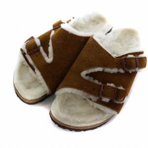 ZURICH サンダル ファー ボア ベルト スエード 24.5cm ブラウン