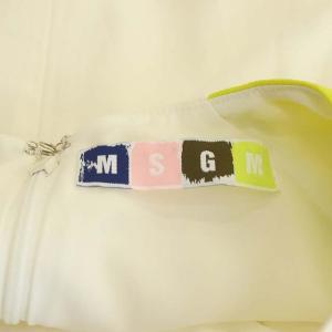 MSGM ワンピース ひざ丈 五分袖 切替 40 イエロー ホワイト