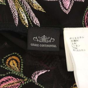 GRACE CONTINENTAL ガウン カーディガン ロング シアー 花柄刺繍 長袖 36 ブラック マルチカラー