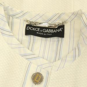 DOLCE&GABBANA ノーカラージャケット シングル 切替 ストライプ 40 アイボリー