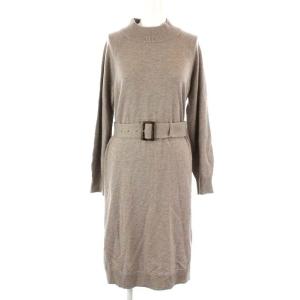ワンピース ニット ロング 長袖 M ブラウン