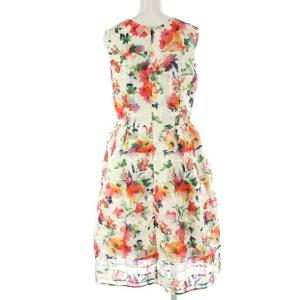 Chesty ワンピース フレア ひざ丈 花柄 ノースリーブ 0 ホワイト