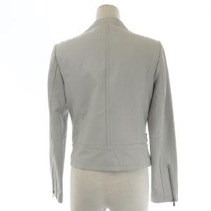 Diagram GRACE CONTINENTAL ライダースジャケット ノーカラー ジップアップ ラムレザー 36 S ライトグレー IBO21