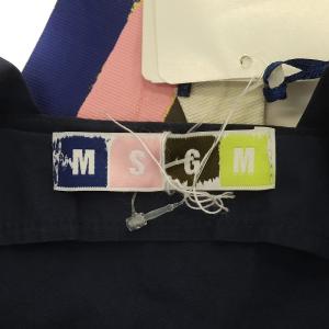 MSGM ワンピース ギャザー フレア ベルト付き 40 ネイビー
