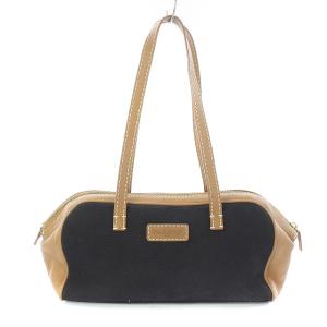 PAULE KA ハンドバッグ レザー キャンバス ブラック ブラウン