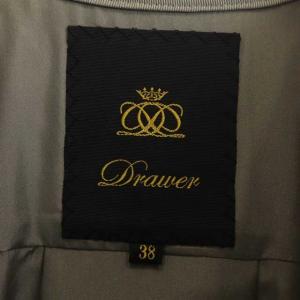 Drawer コットンツイルタックジャケット ノーカラー ミドル丈 38 グレー