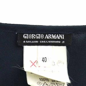 GIORGIO ARMANI ブラウス シャツ 半袖 リボン 40 M ネイビー